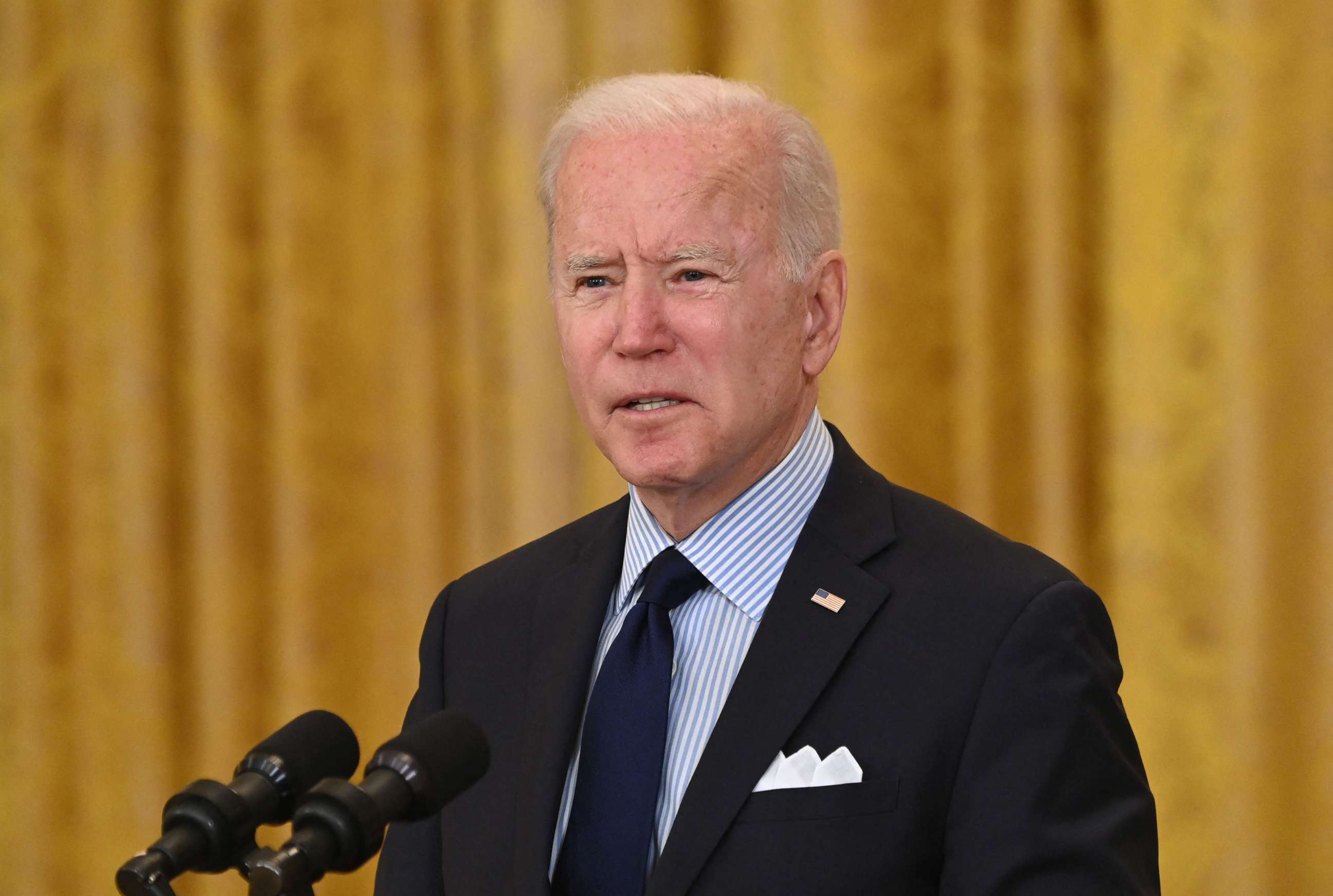 PHOTO: President Joe Biden speaks about the April jobs report in the East Room of the White House in Washington on May 7, 2021.