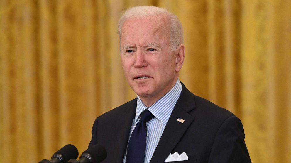 PHOTO: President Joe Biden speaks about the April jobs report in the East Room of the White House in Washington on May 7, 2021.