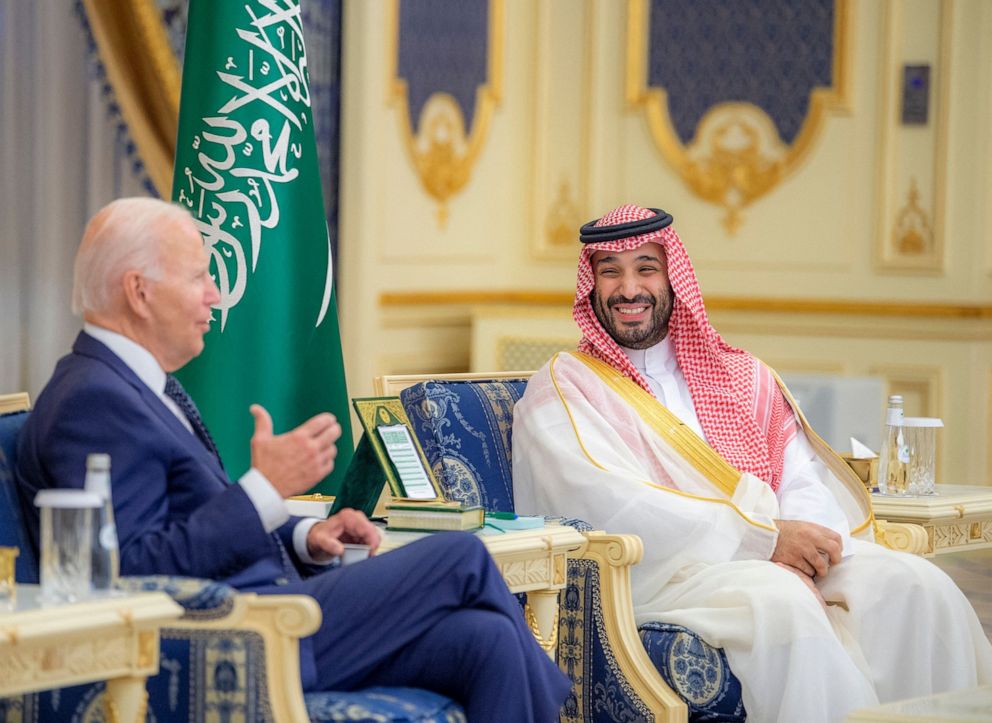 PHOTO: President Joe Biden meets with Saudi Crown Prince Mohammed bin Salman at Al-Salam Palace in the Red Sea port of Jeddah, Saudi Arabia, July 15, 2022.