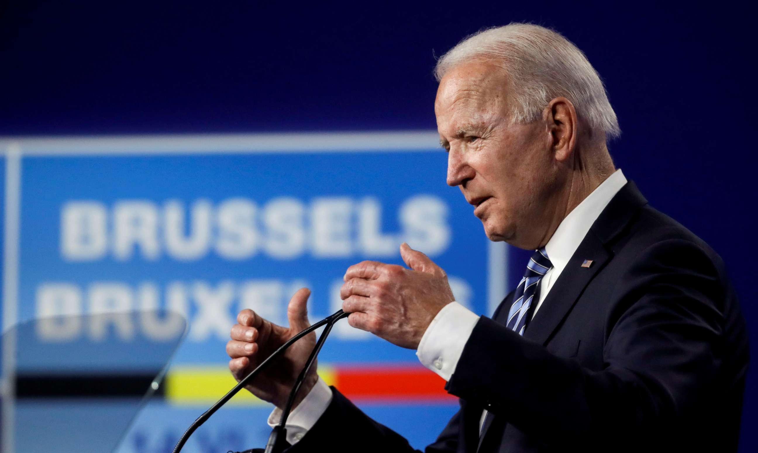 FILE PHOTO: U.S. President Joe Biden holds a news conference during a NATO summit at the North Atlantic Treaty Organization (NATO) headquarters in Brussels, Belgium June 14, 2021. Olivier Hoslet/Pool via REUTERS/File Photo