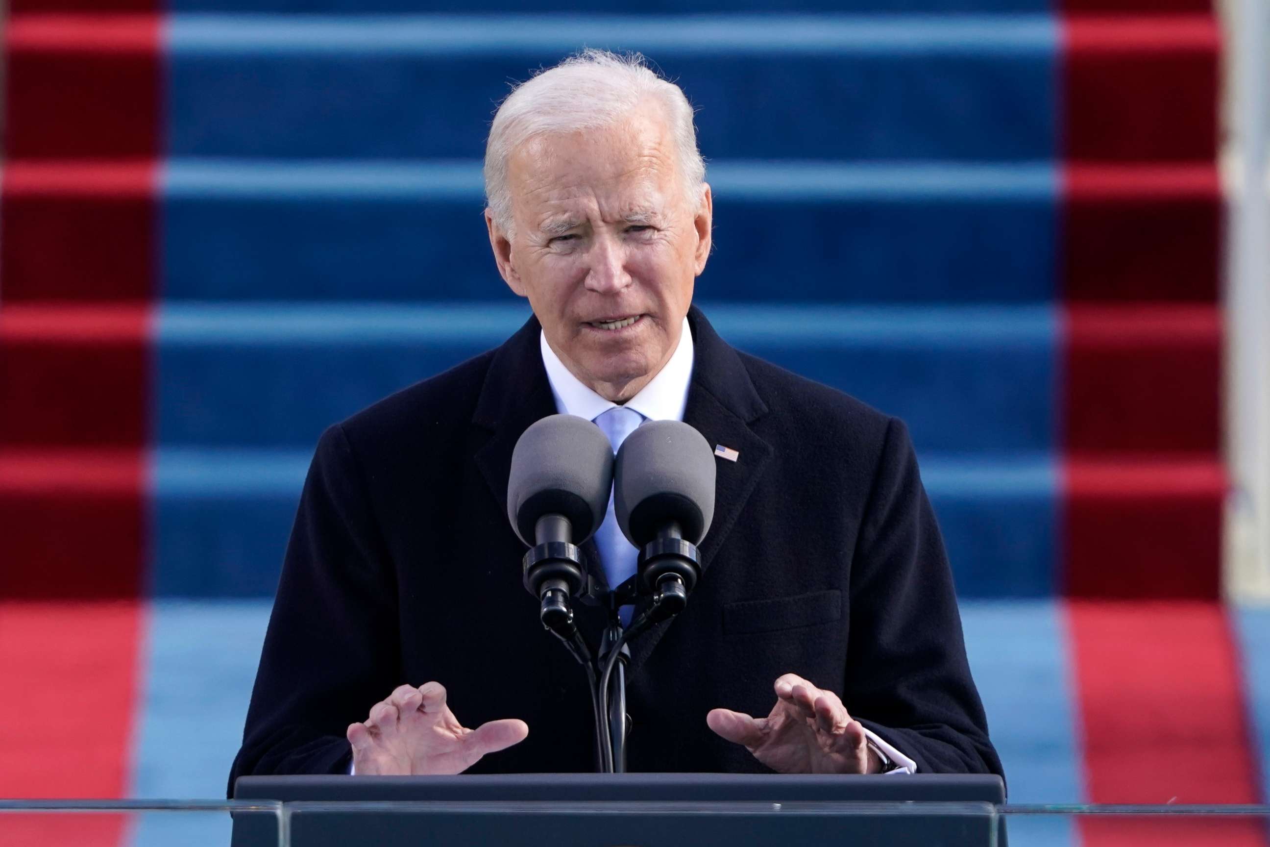 PHOTO: President Joe Biden speaks during the 59th Presidential Inauguration after being sworn in at the U.S. Capitol in Washington, Jan. 20, 2021.