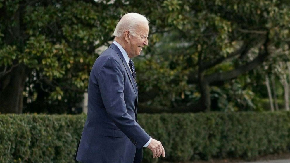 PHOTO: President Joe Biden walks to Marine One on the South Lawn of the White House in Washington on his way to Walter Walter Reed National Military Medical Center, Feb. 16, 2023, for an annual physical exam.