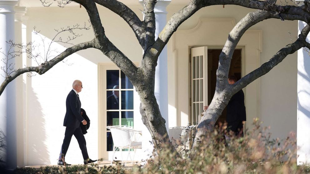PHOTO: President Joe Biden arrives at the White House in Washington, Jan. 16, 2023.