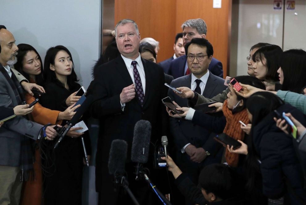 PHOTO: U.S. Special Representative for North Korea Stephen Biegun speaks to the media at the Foreign Ministry in Seoul, South Korea, Dec. 21, 2018. 