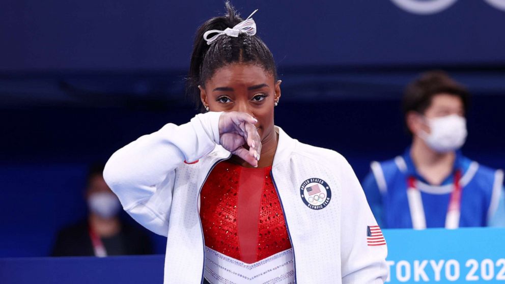 PHOTO: Simone Biles of the United States is seen during the women's team gymnastic finals on July 27, 2021, in Tokyo.