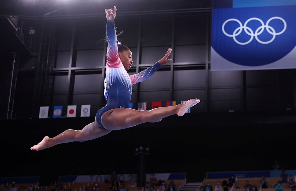 PHOTO: Simone Biles is seen in action on the balance beam finals on Aug. 3, 2021, in Tokyo, Japan.