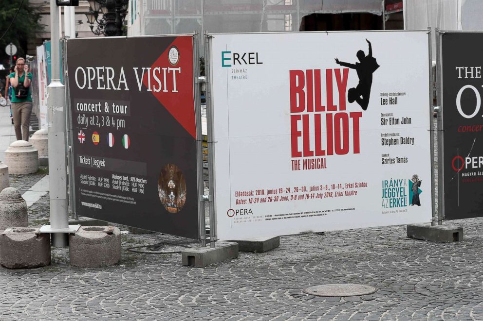 PHOTO: Placards of the Hungarian National Opera in Budapest are pictured, June 21, 2018.