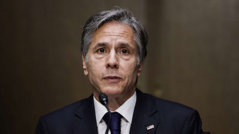 PHOTO:Secretary of State Antony Blinken speaks during a Senate Foreign Relations Committee hearing in Washington, D.C., Sept. 14, 2021.