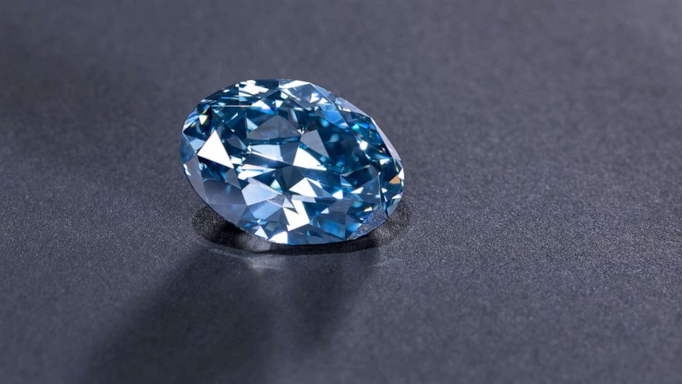PHOTO: A rare blue diamond, weighing over 20 carats, was unveiled in Botswana on April 17, 2019.
