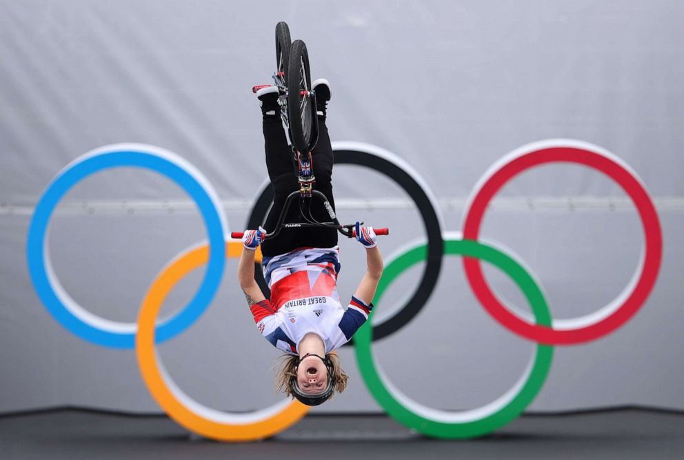 PHOTO: Charlotte Worthington of Team Great Britain jumps during the Women's BMX Freestyle seeding event, run 1 on day eight of the Tokyo 2020 Olympic Games at Ariake Urban Sports Park on July 31, 2021 in Tokyo, Japan.