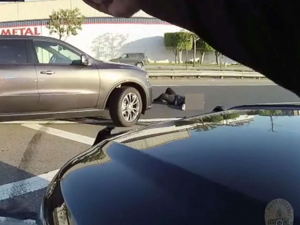PHOTO: This image, made from a video released by the Fullerton Police Department, shows an incident involving the death of a 17-year-old girl on a highway in Anaheim, California.