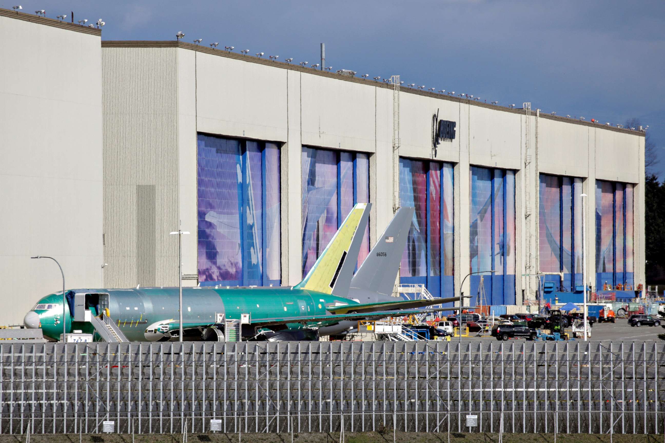 PHOTO: The Boeing Everett Factory is pictured after Boeing announced a temporary suspension of production operations at its Puget Sound area facilities, due to the COVID-19 pandemic, in Everett, Washington, March 23, 2020. 