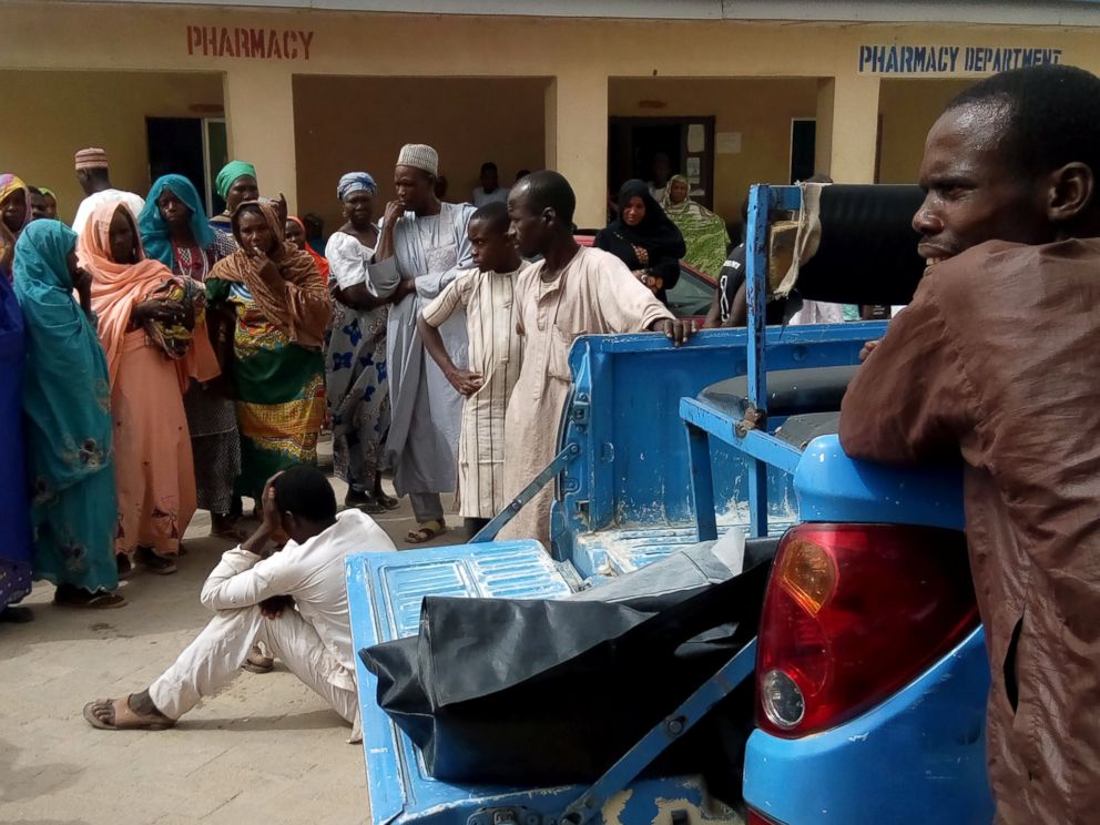 PHOTO: A man reacts as dead bodies are brought to a hospital after a suspected Boko Haram attack on the edge of Maiduguris inner city, Nigeria April 2, 2018.