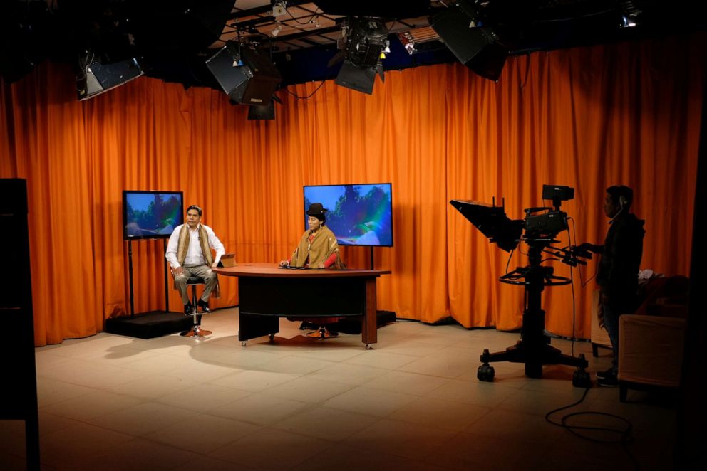 PHOTO: Aymara journalist and media producer Sonia Quispe, 27, presents the early morning news show Yatiyawi in La Paz, Bolivia August 30, 2019.