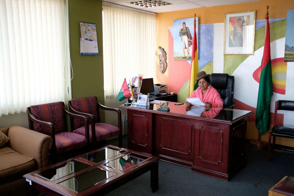 PHOTO: Aymara congress member Mercedes Marquez, 60, works in her office in La Paz, Bolivia September 3, 2019.