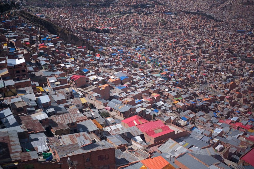 PHOTO: A view shows some La Paz city neighbourhoods as seen from El Alto, Bolivia October 3, 2019.