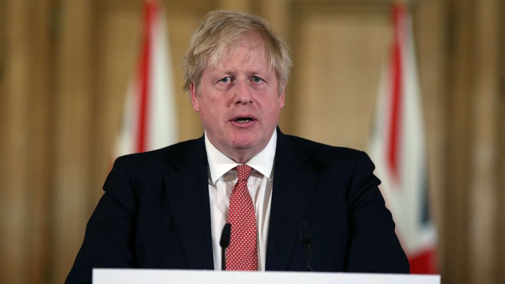PHOTO: British Prime Minister Boris Johnson gives his daily COVID 19 press briefing at Downing Street on March 22, 2020 in London.