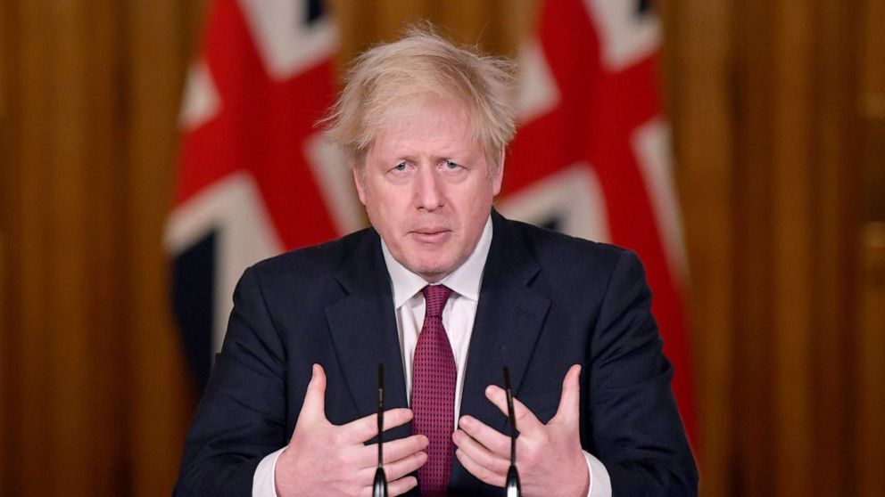PHOTO: Britain's Prime Minister Boris Johnson speaks during a news conference in response to the ongoing situation with the coronavirus disease pandemic on Dec. 19, 2020 in London.