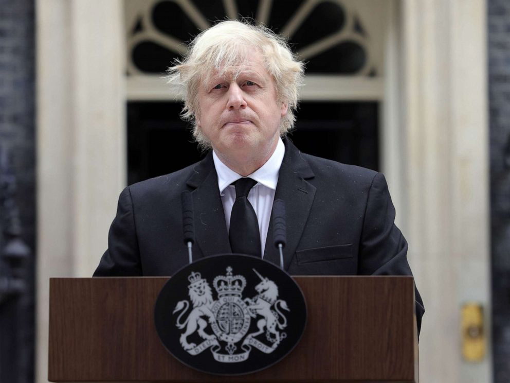 PHOTO: Prime Minister Boris Johnson makes a statement in Downing Street on the death of HRH The Prince Philip, Duke of Edinburgh, April 9, 2021, in London.