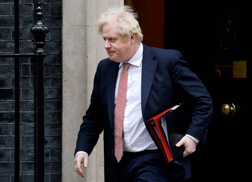 PHOTO: Britain's Prime Minister Boris Johnson leaves from 10 Downing Street in central London, Feb. 21, 2022.