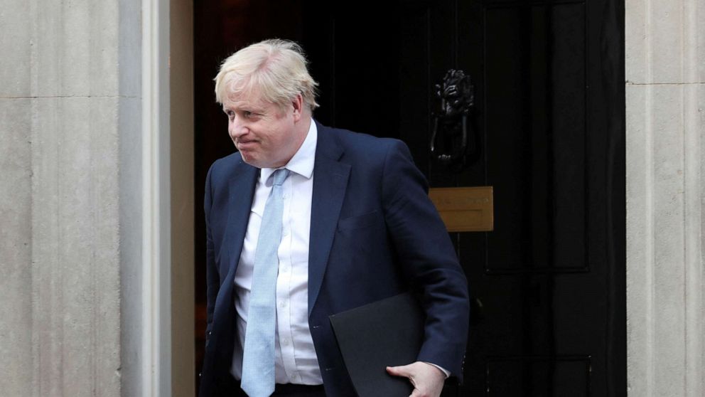 PHOTO: British Prime Minister Boris Johnson walks outside 10 Downing Street in London, Jan. 31, 2022.