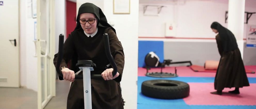 PHOTO:Nuns at a Catholic convent in a small Polish town in have made boxing a part of their strict daily schedule.