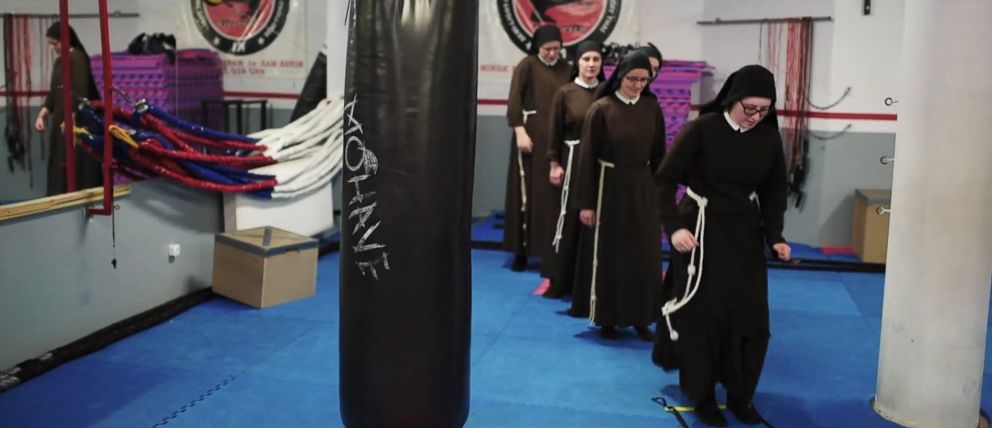 PHOTO: "Sport is part of a normal, healthy lifestyle and we need to keep fit," Sister Cecylia Pytka, the superior of a Catholic convent in a small town in Poland, told ABC News. The nuns at the convent box to stay fit.