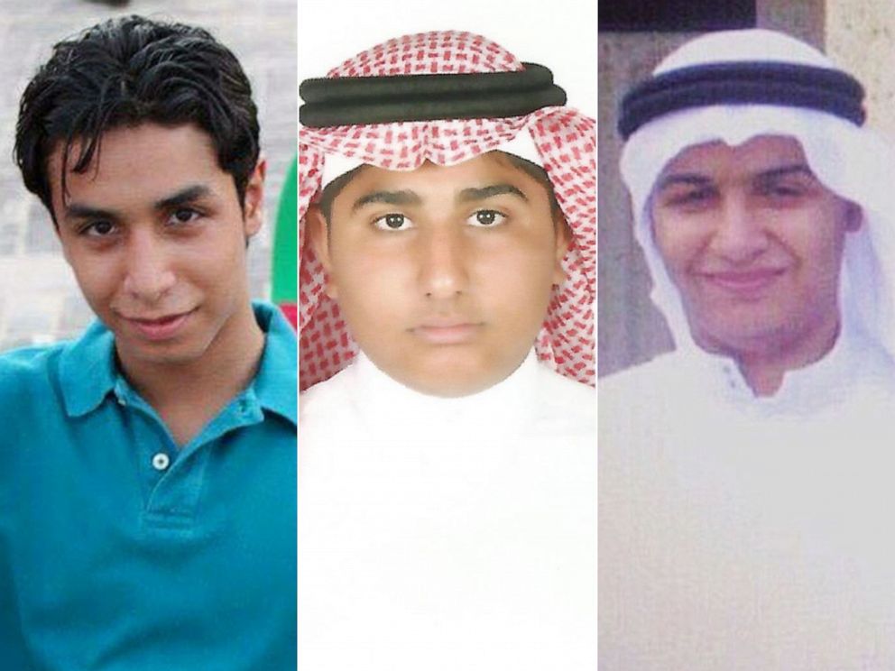 PHOTO: Ali al-Nimr, Abdullah al-Zaher and Dawood al-Marhoon, are pictured in undated handout photos.  They have all been sentenced to death in Saudi Arabia.