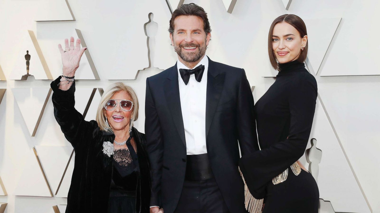 PHOTO: Bradley Cooper arrives with mother Gloria Campano and wife Irina Shayk at the Academy Awards in Hollywood, Calif., Feb. 24, 2019.