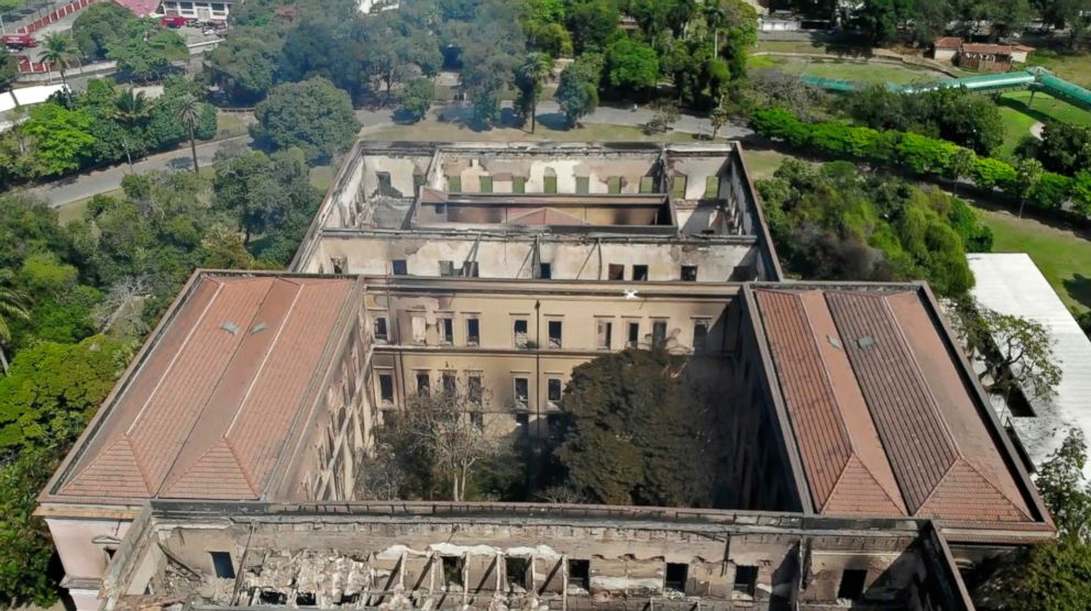 PHOTO: The National Museum stands gutted after an overnight fire in Rio de Janeiro, Sept. 3, 2018.