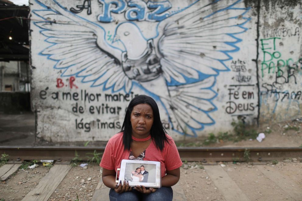 PHOTO: Maira Medeiros shows a picture taken on the day of her wedding to Andre Luis Medeiros, who was killed one year ago, in Jacarezinho in Rio de Janeiro, Oct. 1, 2018. 