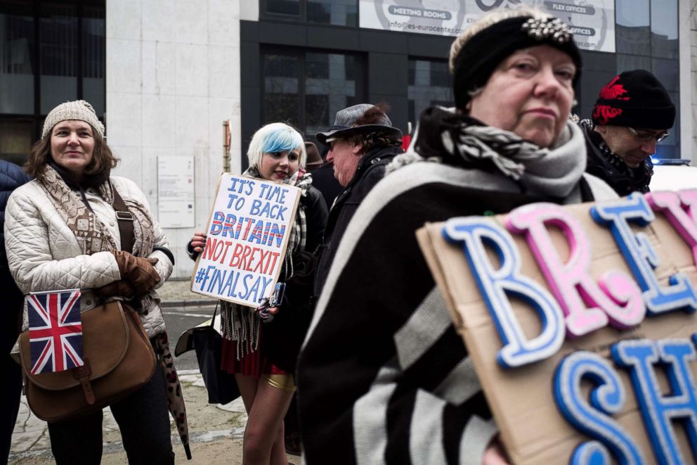 PHOTO: People protest against Brexit at the EU Headquarters in Brussels, Nov. 25, 2018.