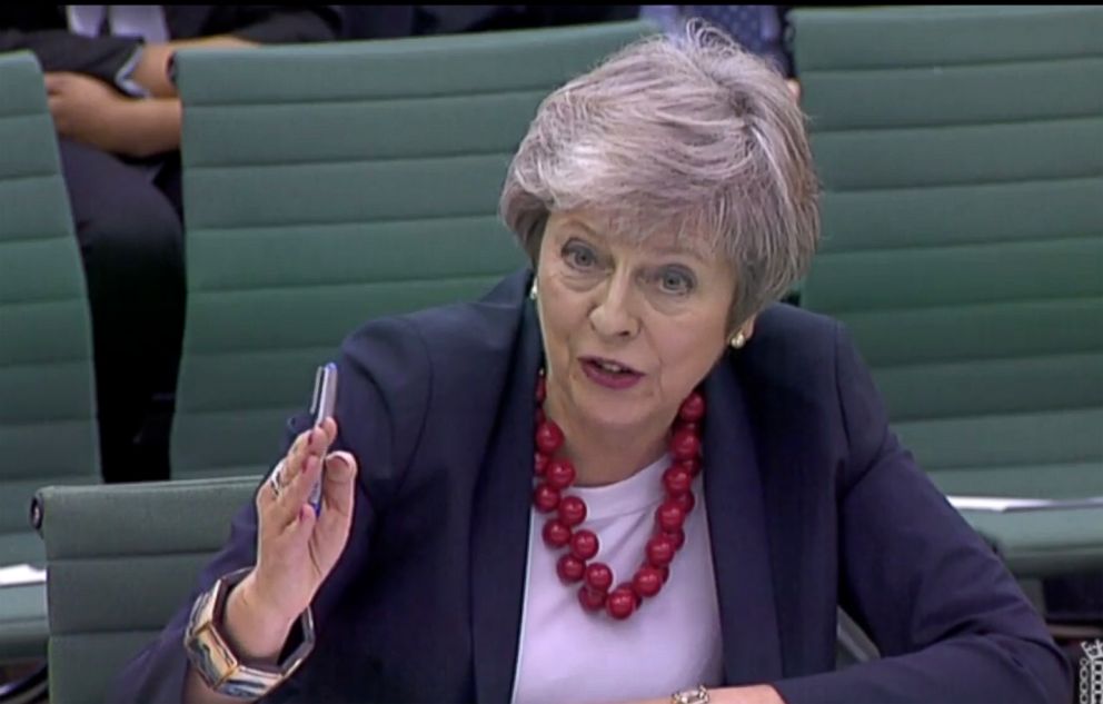 PHOTO: Britain's Prime Minister Theresa May answers questions about her Brexit agenda at a Parliamentary liaison committee meeting, Nov. 29, 2018 in London. 