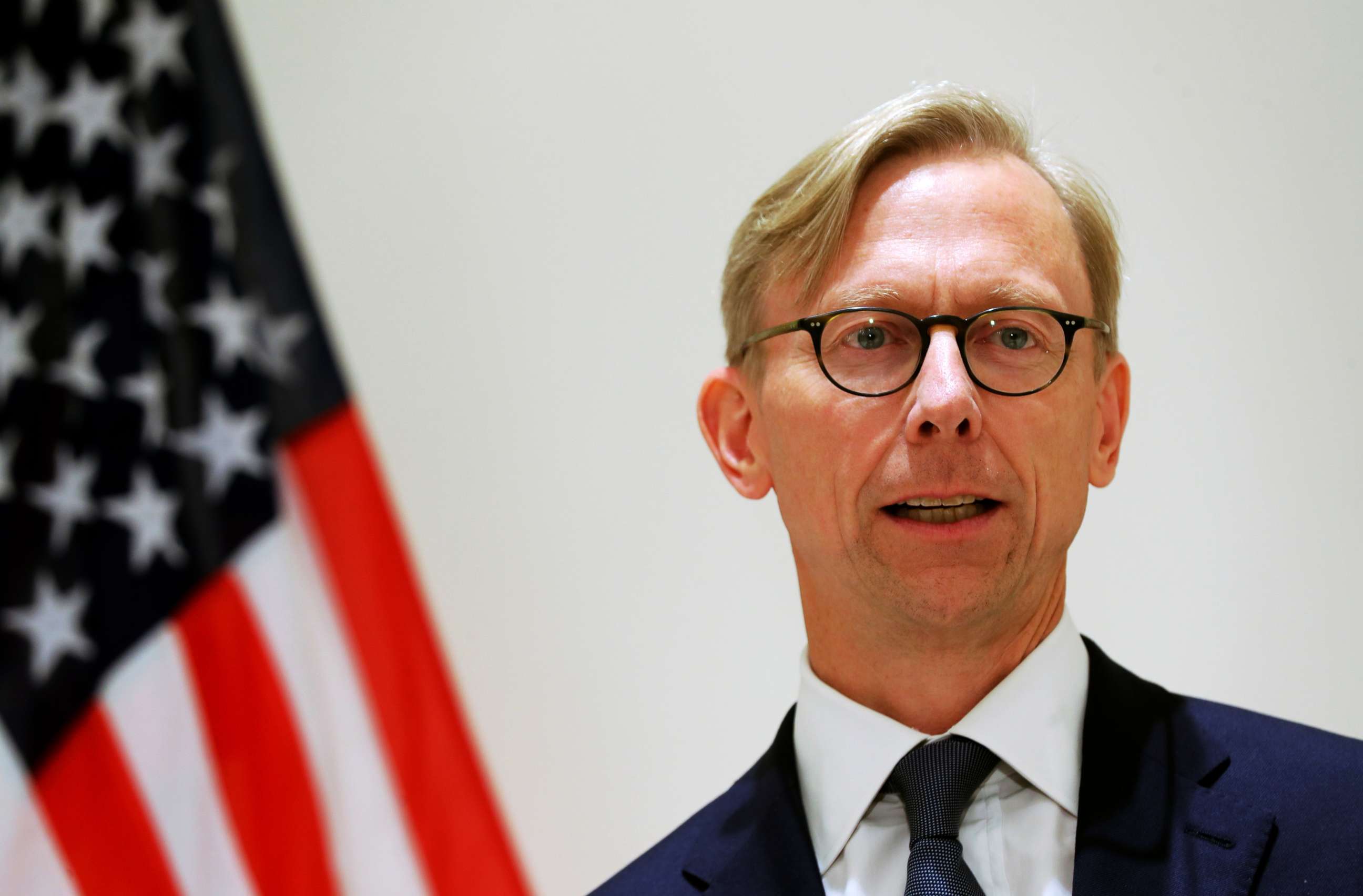 PHOTO: Brian Hook, U.S. Special Representative for Iran, speaks at a news conference in London, June 28, 2019. 