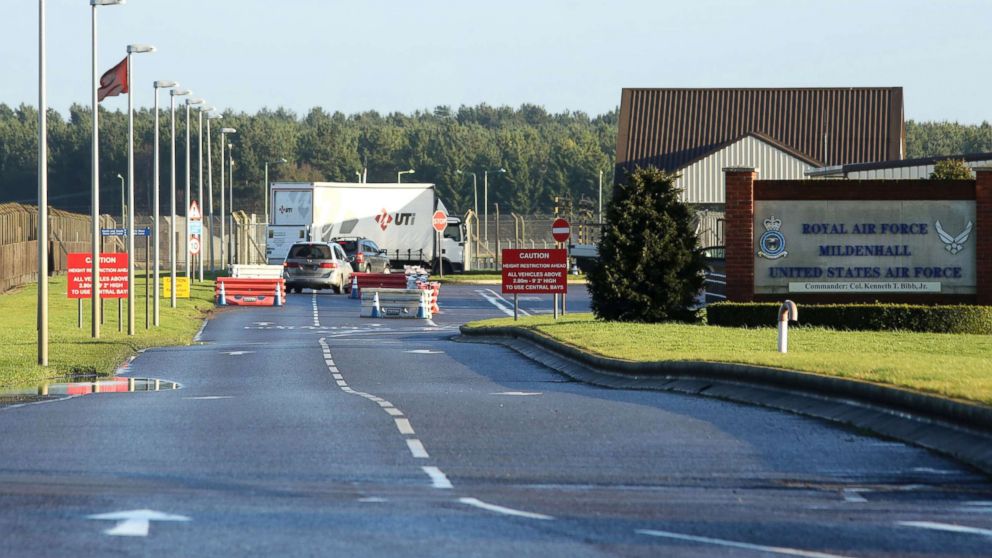 The U.S. Air Force Base, RAF Mildenhall, in Suffolk, England was briefly locked down after a disturbance, Dec. 18, 2017.