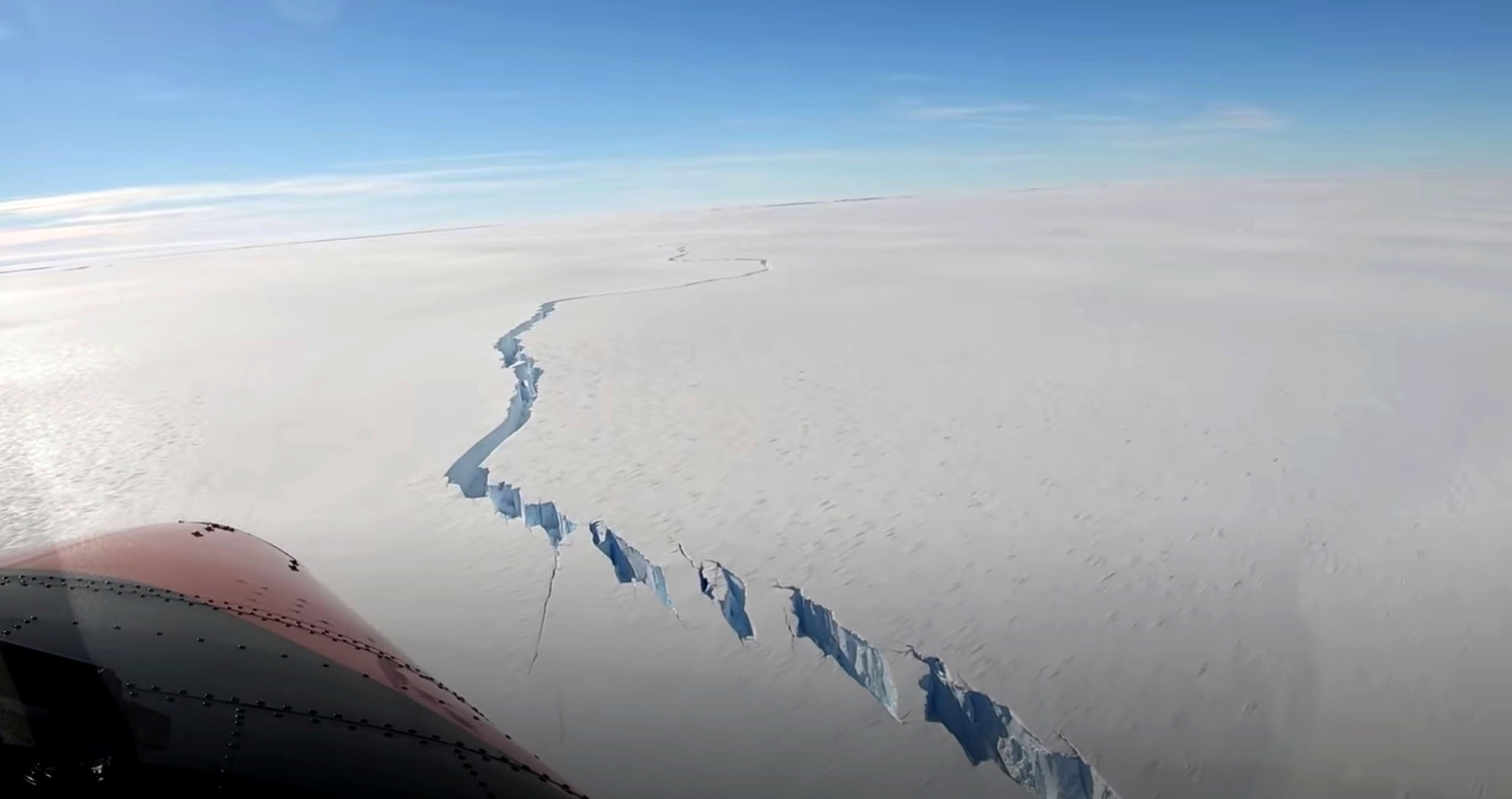 PHOTO: A chasm called the North Rift formed on the Brunt Ice Shelf is seen in Antarctica, Feb. 26, 2021.