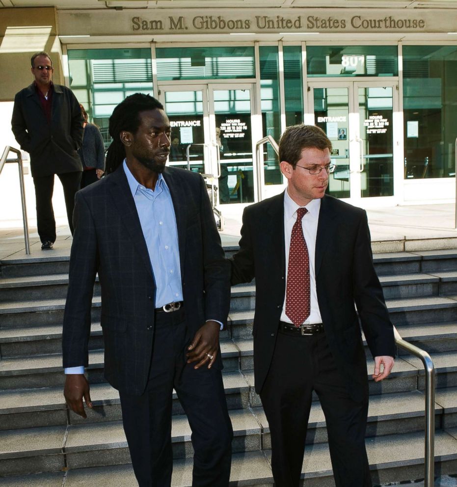 PHOTO: Grammy award winner Buju Banton of Jamaica leaves a federal courthouse with attorney David Markus in Tampa, Fla., Feb. 14, 2011.