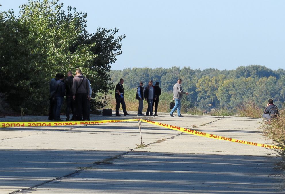 PHOTO: Police investigators walk near a crime scene where TV journalist Viktoria Marinova was murdered in Ruse, Bulgaria, Oct. 7, 2018. 