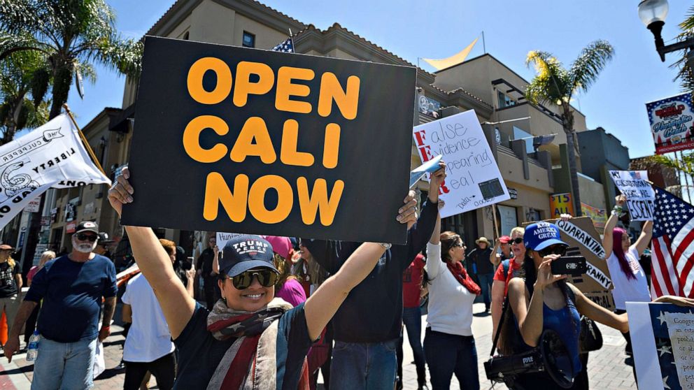 Hundreds gather in California to protest stay-at-home orders