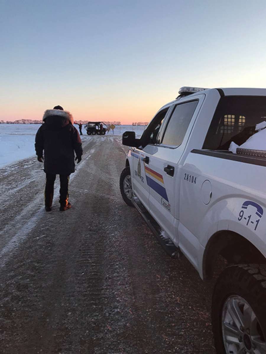 PHOTO: In a photo released by the Manitoba Royal Canadian Mounted Police after they located four deceased individuals near the Canada/US border, Jan. 19, 2022.