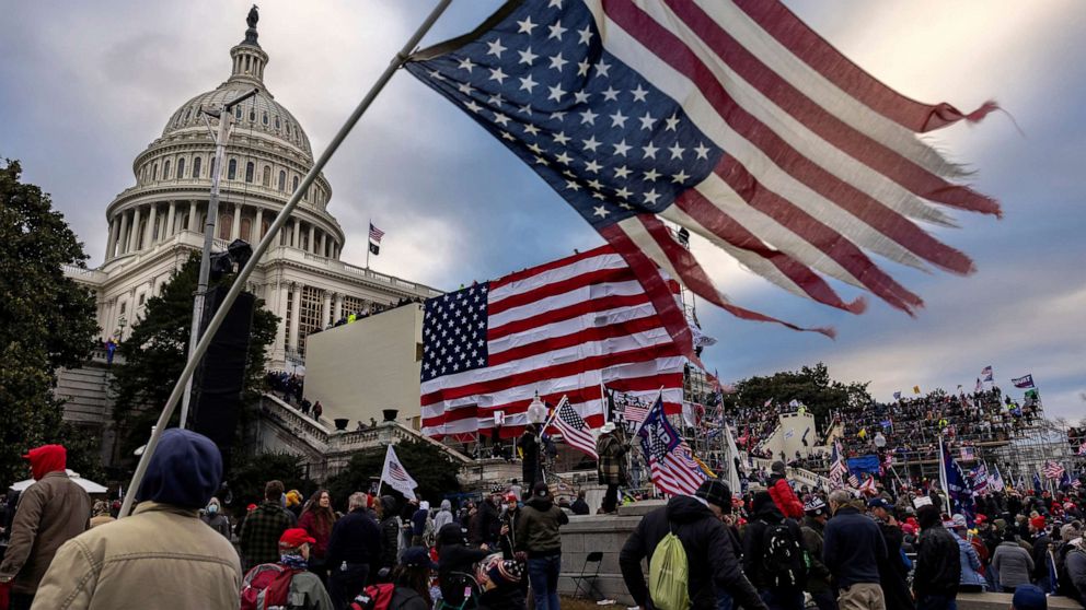 PHOTO: Pro-Trump protesters gather in front of the U.S. Capitol Building in Washington, Jan. 6, 2021.