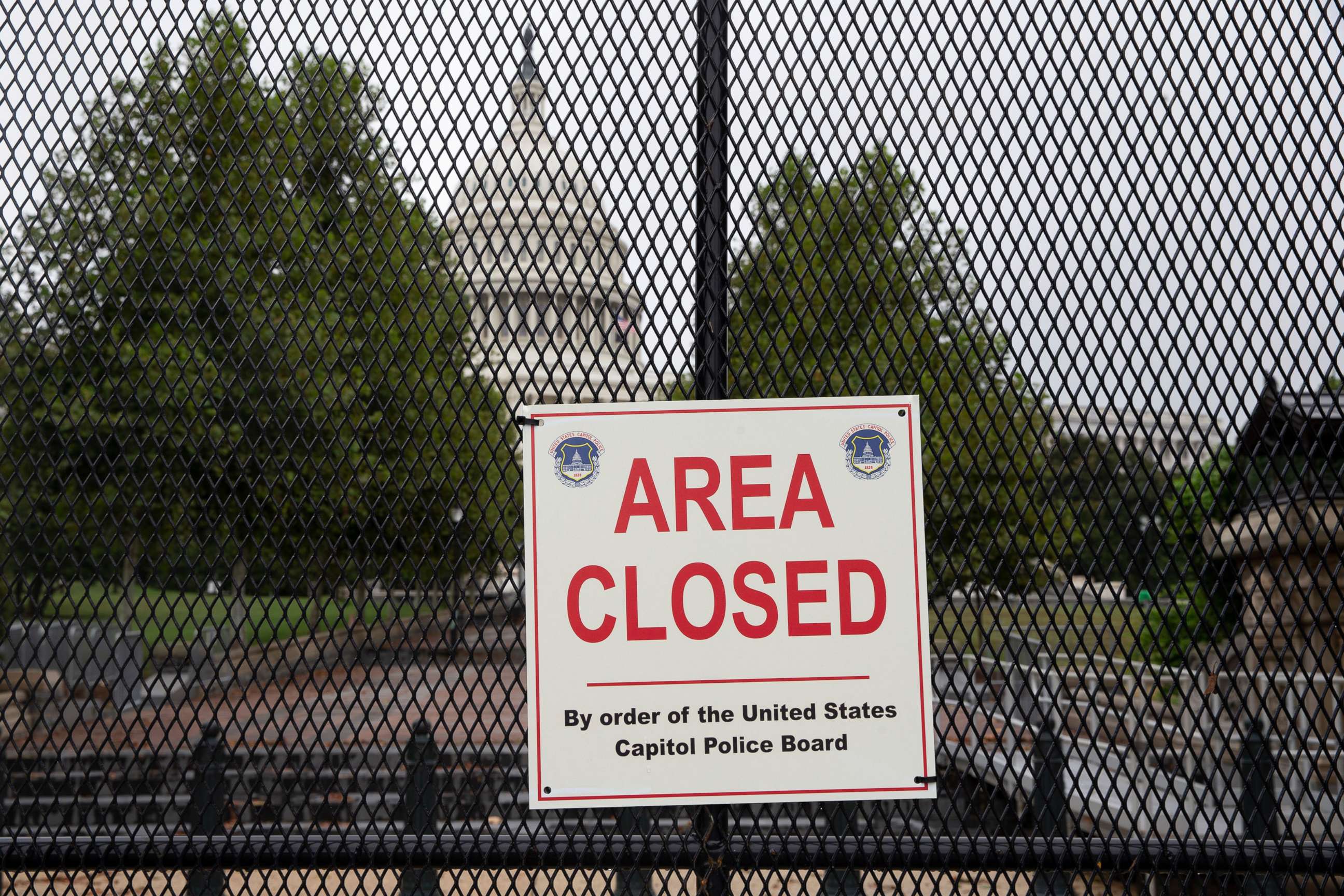 PHOTO:A new fence is seen erected around the US Capitol ahead of the 'Justice for J6' protest in Washington, Sept. 2021.