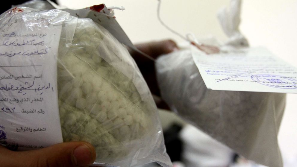 PHOTO: Syrian police show seized drugs and captagon pills at the Drug Enforcement Administration in the capital Damascus, on Jan. 4, 2016.