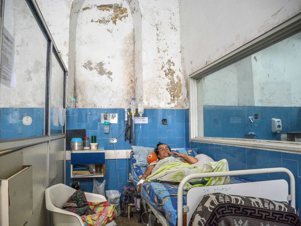 PHOTO: A patient seen lying down on her bed in a dismal hospital condition, May 10, 2018, in Caracas, Miranda, Venezuela.