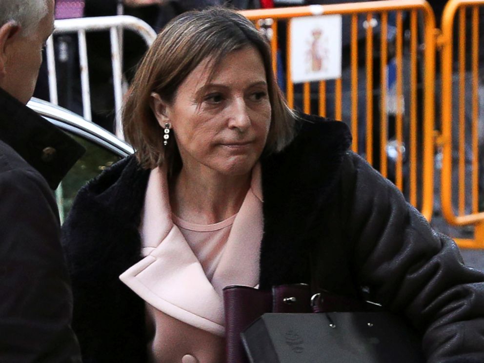 PHOTO: Carme Forcadell, Speaker of the Catalan parliament, arrives to Spain's Supreme Court before she was remanded in custody pending payment of a 150,000-euro bail, in Madrid, Spain, Nov. 9, 2017.