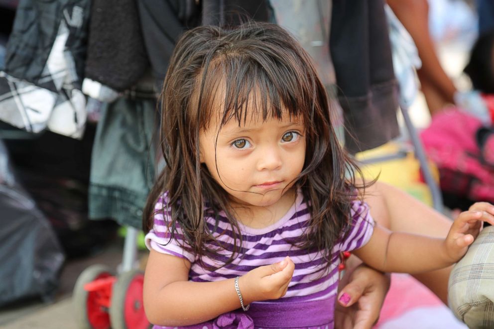 PHOTO: Meylin Bardales, 2, is traveling in the caravan with her mother. "Mom made the decision to join the caravan within one day. She needs work," Meylin said.