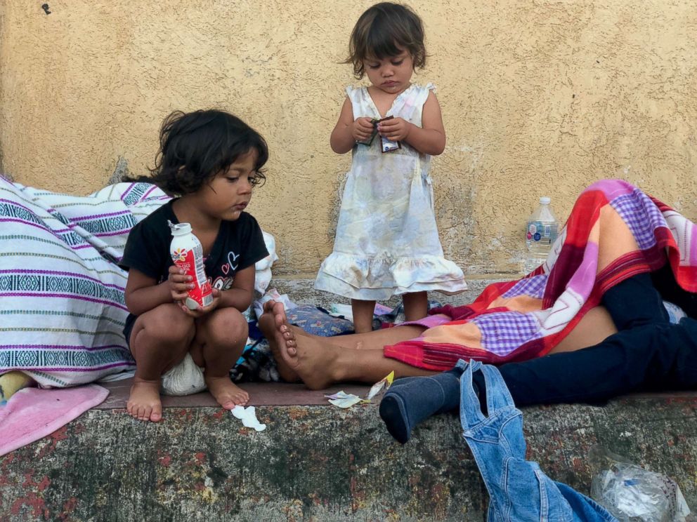 PHOTO: Monserrat, 4, and Emily, 2, left San Pedro Sula, Honduras with their father, ho said that the journey has been hard for the kids physically and emotionally.