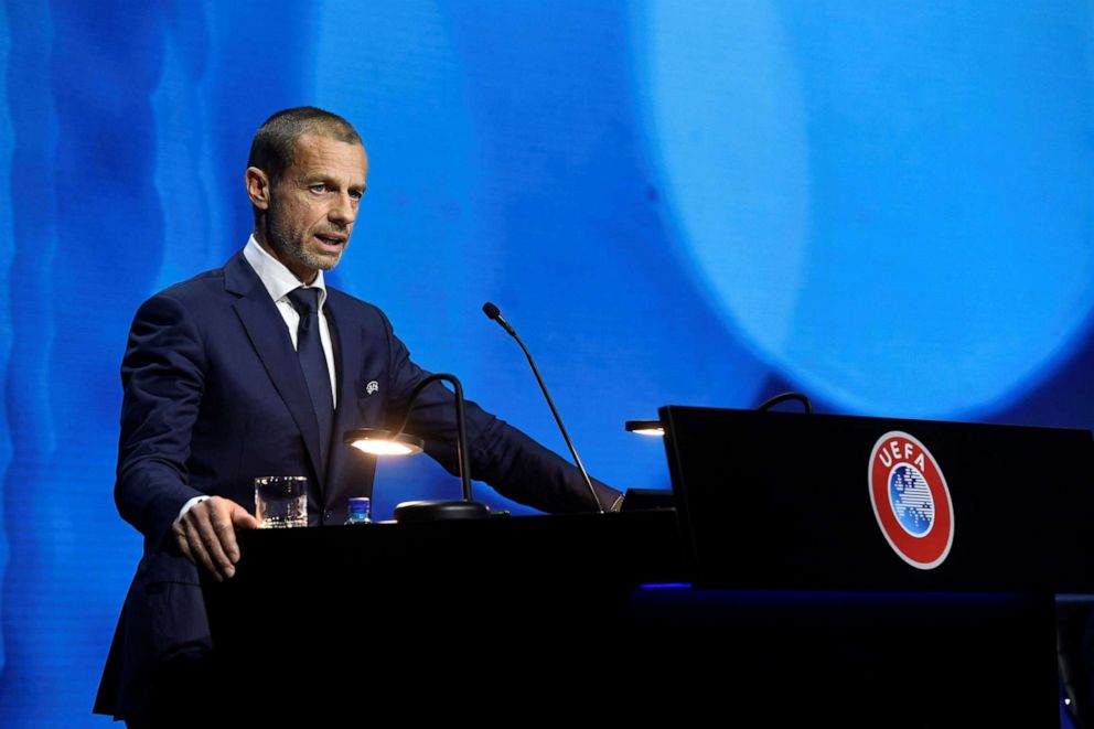PHOTO: UEFA President Aleksander Ceferin during the 45th Ordinary UEFA Congress in Montreux, Switzerland, April 20, 2021.