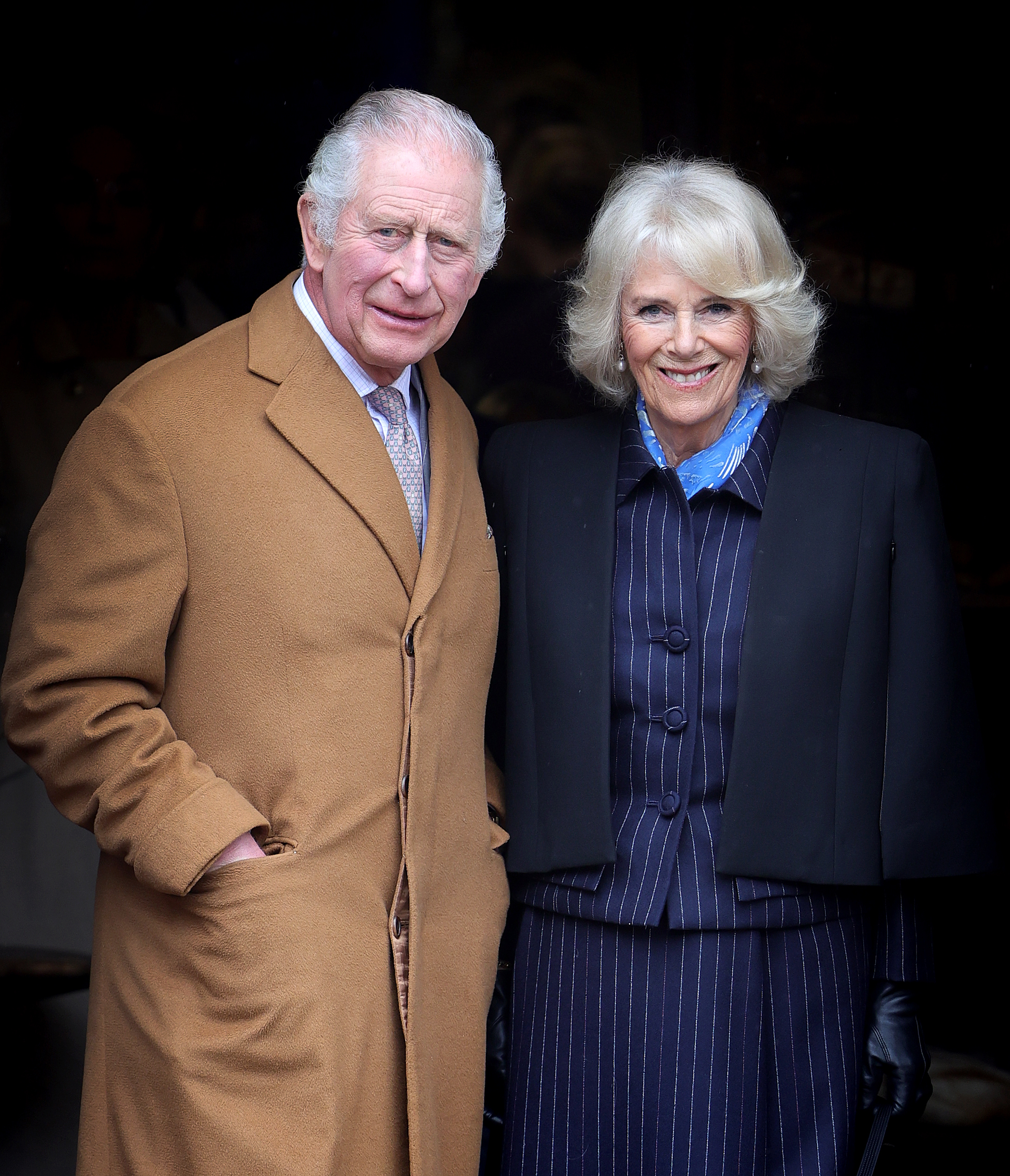 PHOTO: King Charles III and Camilla, Queen Consort visit Talbot Yard Food Court on April 5, 2023 in Malton, England.
