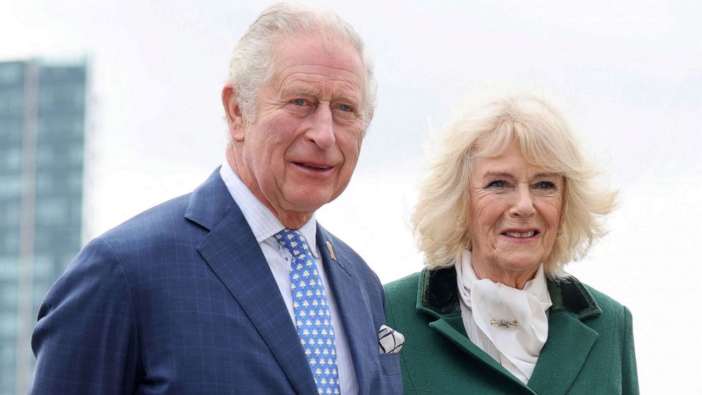 PHOTO: Britain's Prince Charles, Prince of Wales and Britain's Camilla, Duchess of Cornwall arrive for their visit to The Prince's Foundation's "Trinity Buoy Wharf" training site for arts and culture, in east London on Feb. 3, 2022.